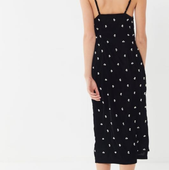 M Assymentrical Pearl-beaded Velvet Midi Black Dress UO - Picture 2 of 9